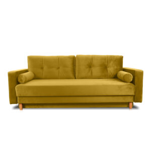 canapea extensibila catifea premium de lux culoarea mustar cu saltea tip relaxa